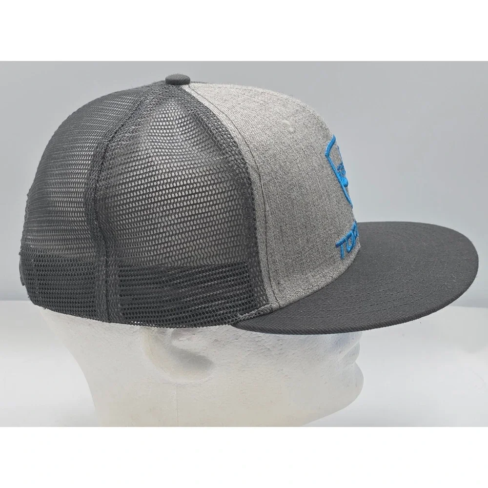 Topgolf Trucker Hat Grey Blue Snapback Mesh Flat Brim Cap Golf